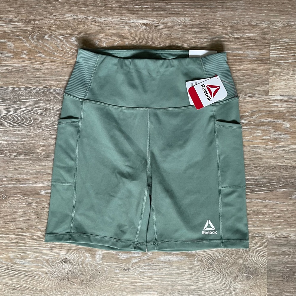 Sage Green Biker shorts with side pockets